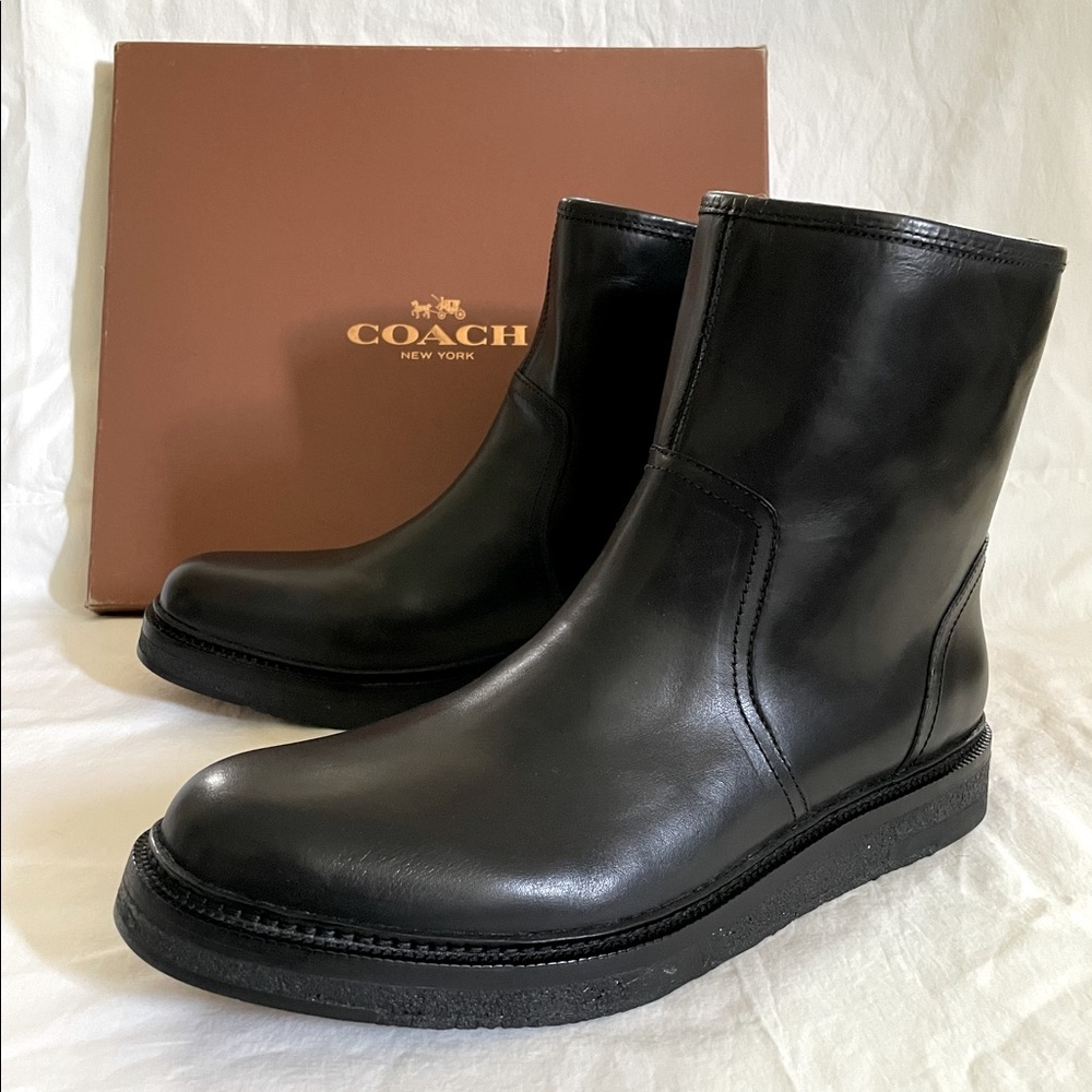 NWB COACH Casual Leather Boots with Shearling